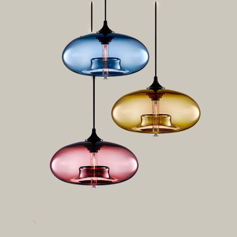 Valentina Modern Bread Shaped Glass Pendant Light, 6 Colour - Neutralighting