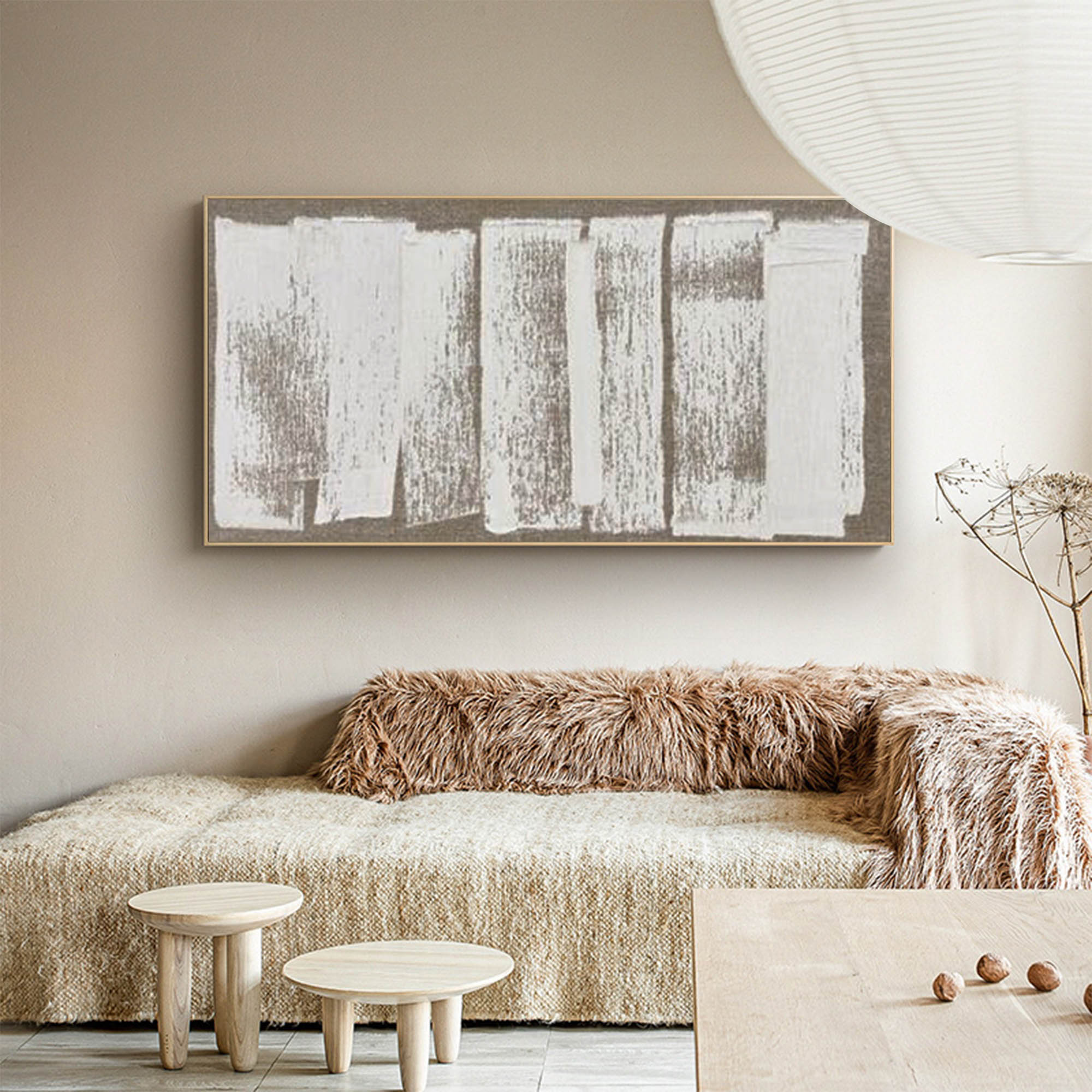 Minimalist White Textured Abstract Canvas Wall Art