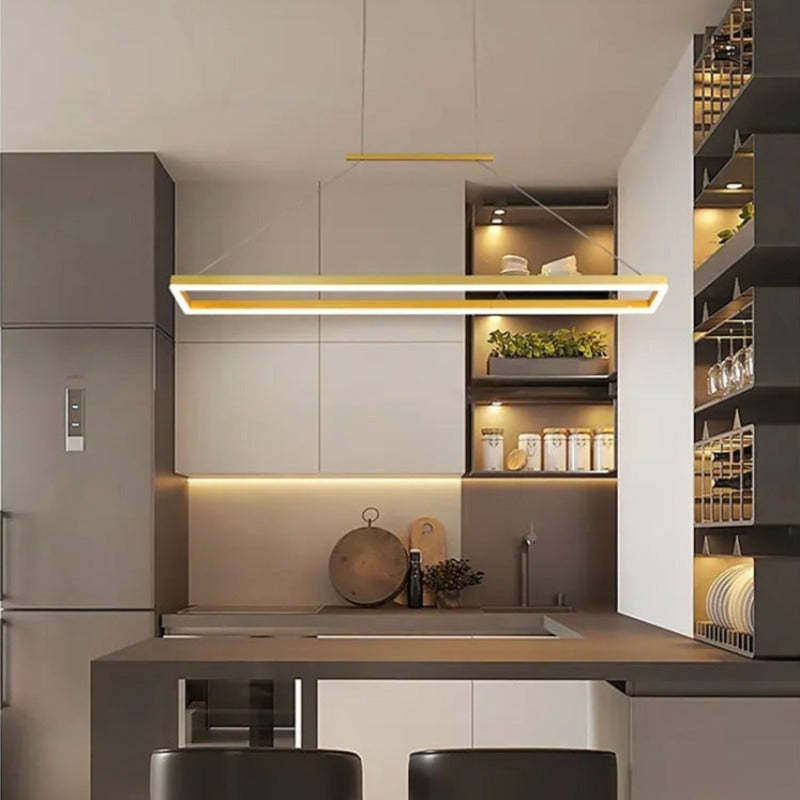 Gloen Modern Rectangular Hanging Pendant Light, Gold/Coffee - Neutralighting