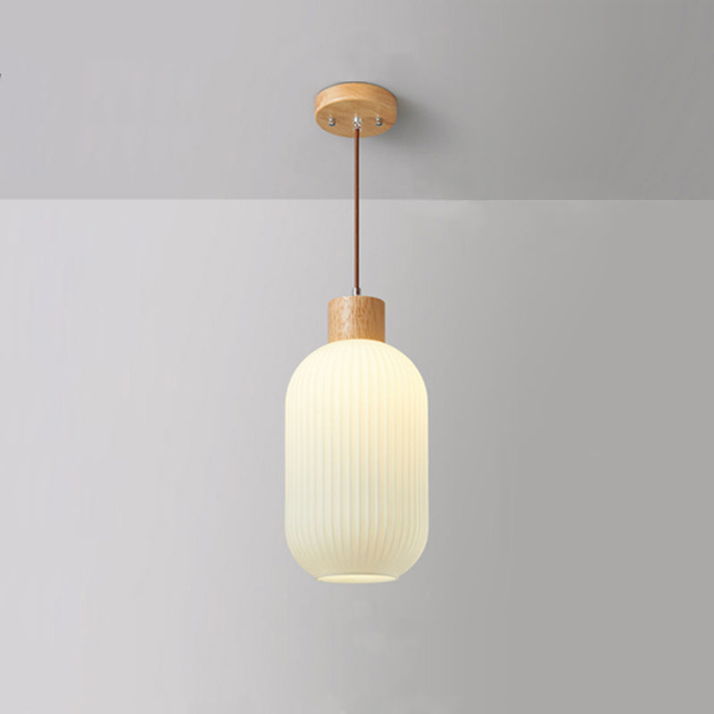 Muto Modern Wood/Glass Pendant Light, White - Neutralighting