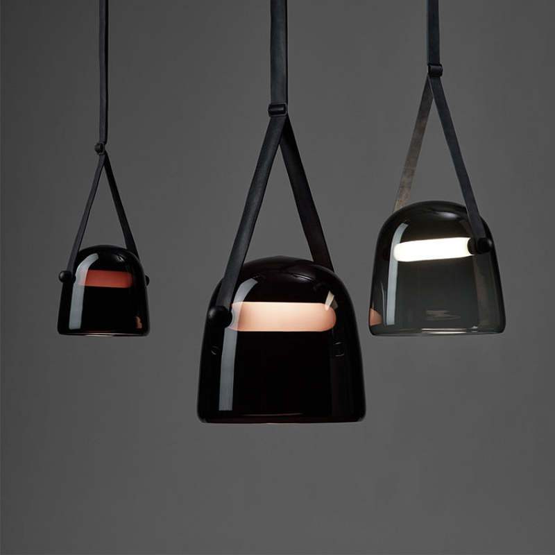 Valentina Modern Nordic Leather/Glass Pendant Light, Grey/White - Neutralighting