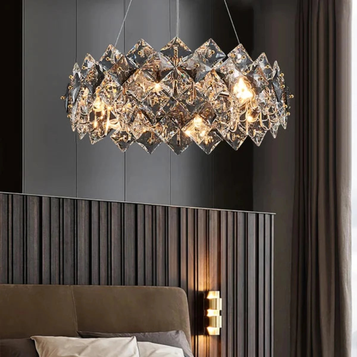 Kristy Modern 6-Light Tiered Crystal Chandelier With Adjustable Cables - Neutralighting