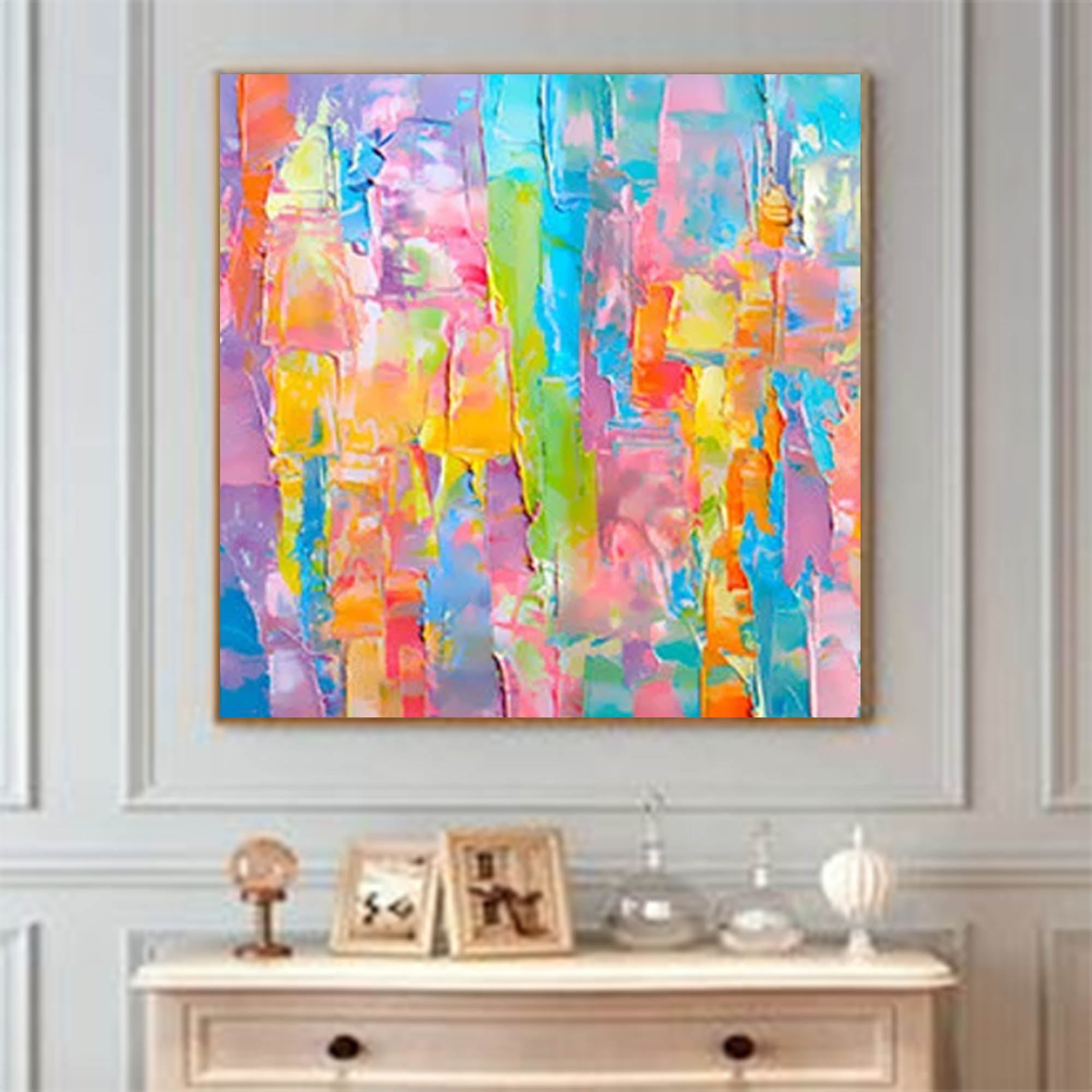 Wall Art Abstract Impasto Rainbow Vibrant