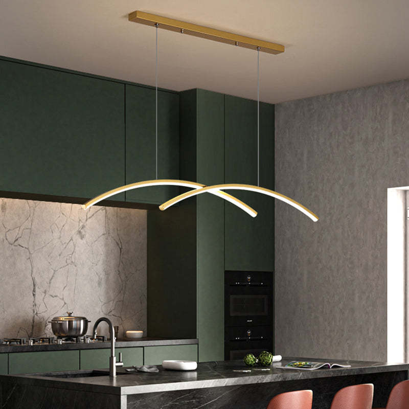 Arisha Pendant Light Linear/Double Curve Modern, Metal, Black/Gold - Neutralighting