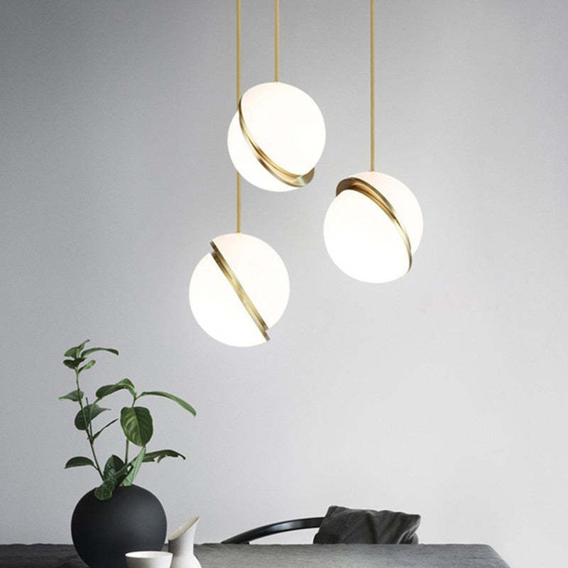 Valentina Simple Pendant Light, Gold & White - Neutralighting