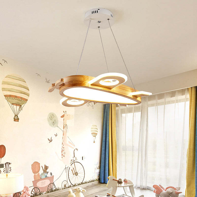 Arisha Modern Natural Creative DIY Children Airplane Shape Acrylic Pendant Light ,Wood - Neutralighting