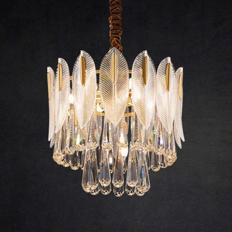 Arisha Luxury Feather Crystal Chandelier, Living Room - Neutralighting