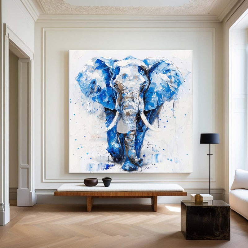 Blue Elephant Abstract Painting