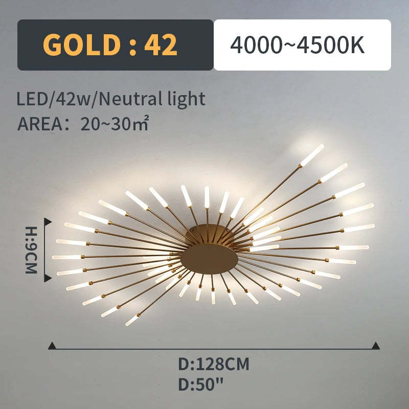 Wesley Flush-Mount Ceiling Light Fireworks, Black/Gold