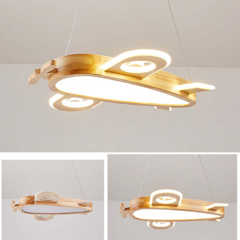 Arisha Modern Natural Creative DIY Children Airplane Shape Acrylic Pendant Light ,Wood - Neutralighting