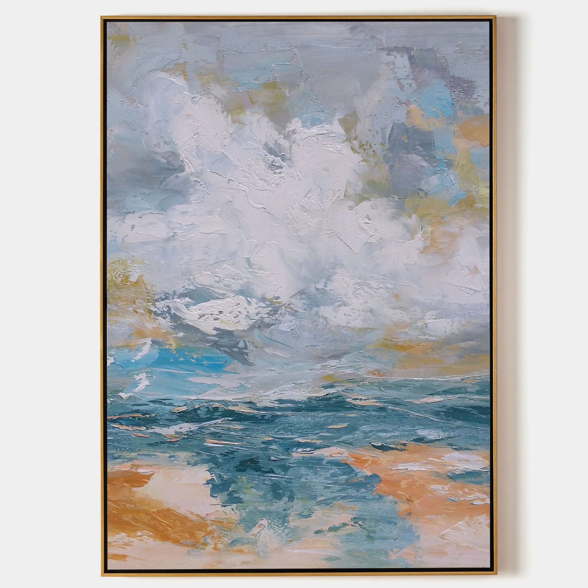 Impasto Seascape Abstract Hand‑Painted Thick‑Layer Ocean Wave Textured Artwork