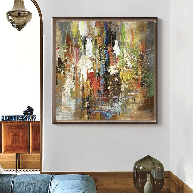 Wall Art Colorful Abstract Modern Impasto Textured Linen Canvas Office | Neutralighting