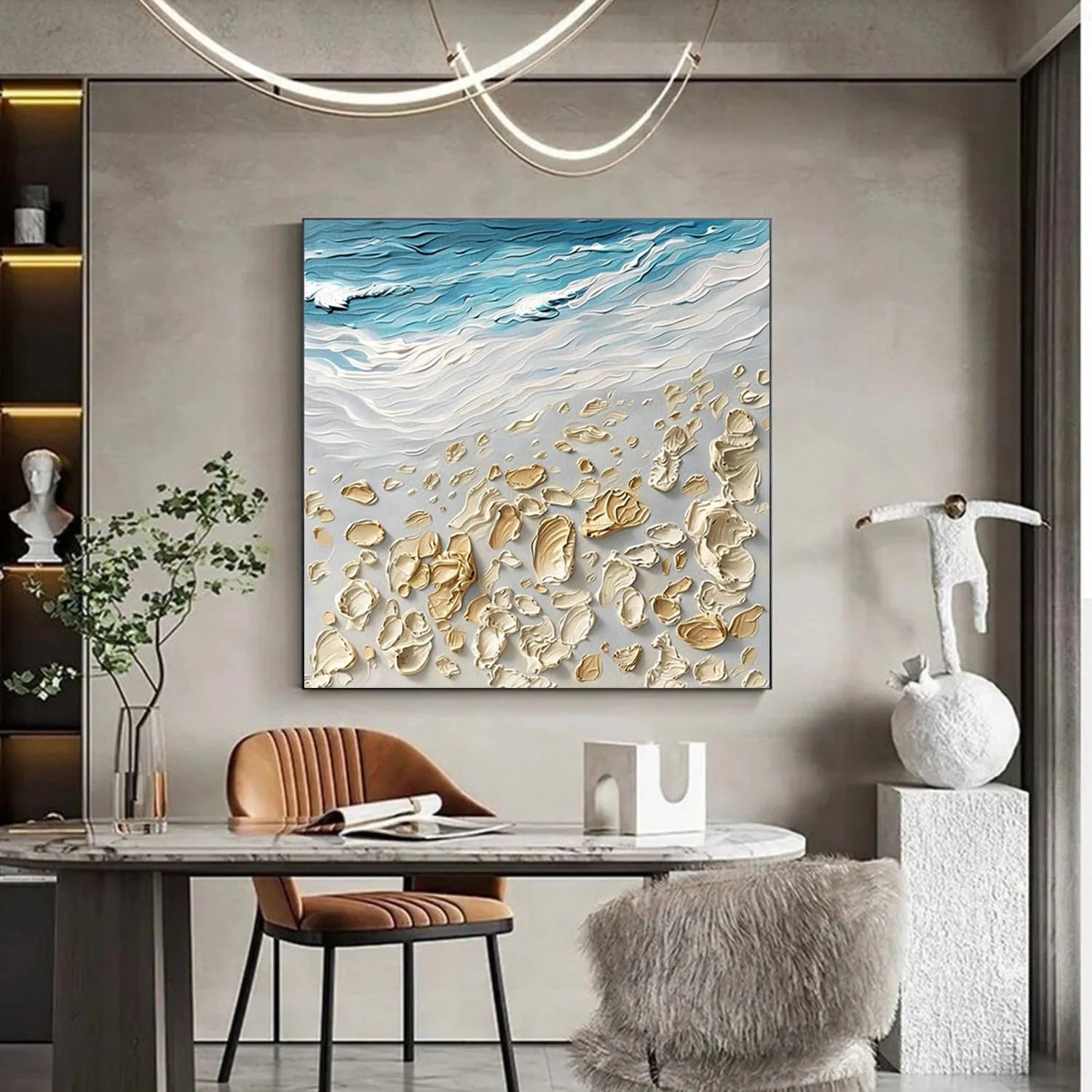 Wall Art Serene Coastal Beach Landscape Neutral