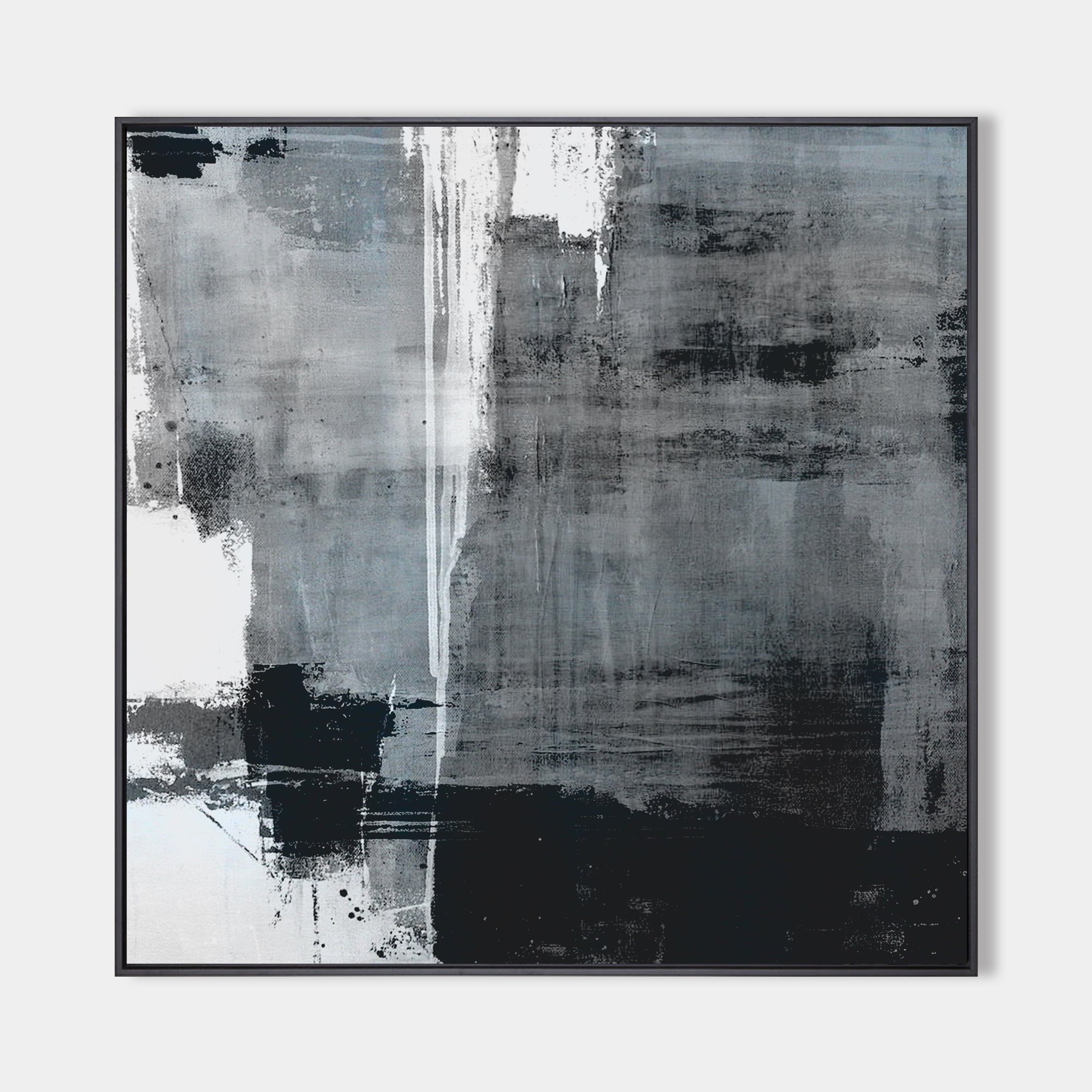 Blue Black White Abstract Painting