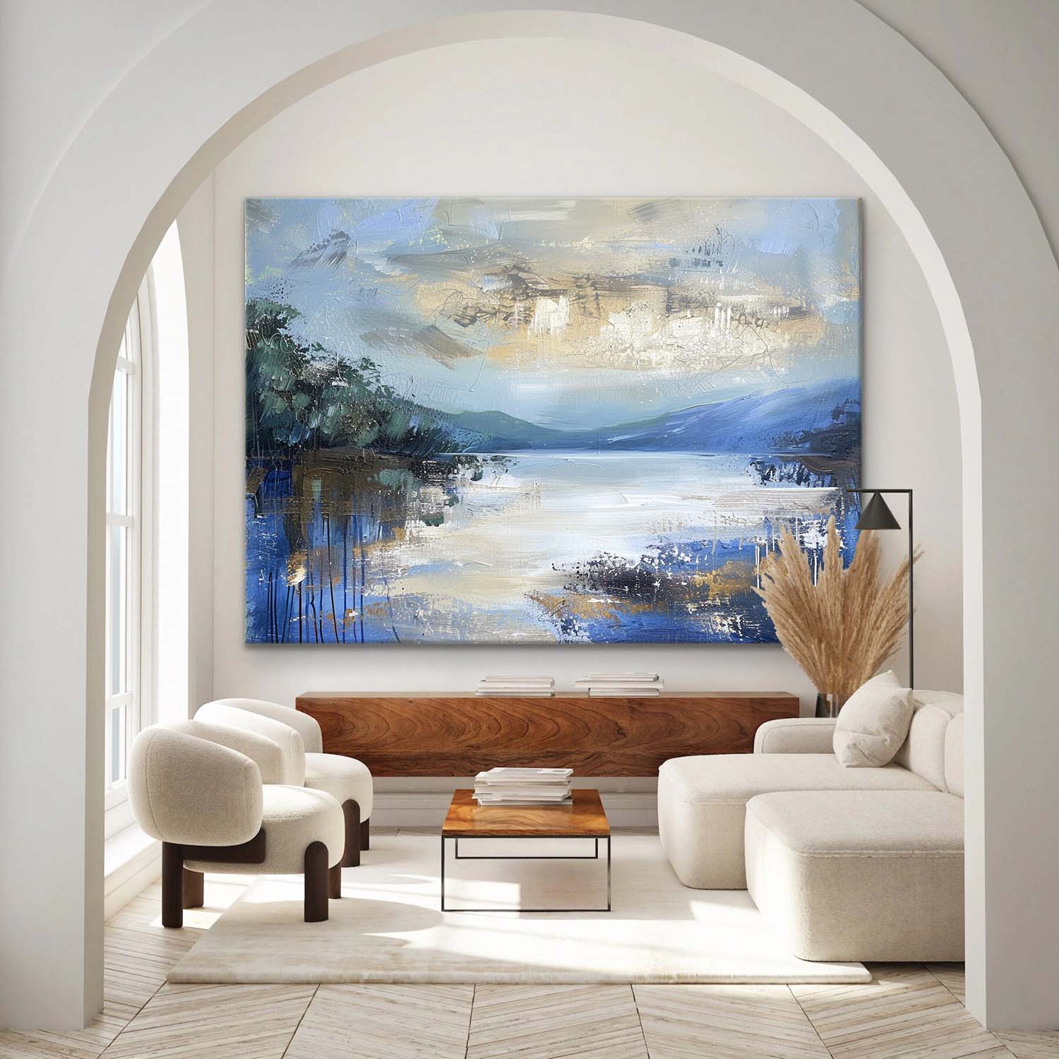 Blue Gold Abstract Painting
