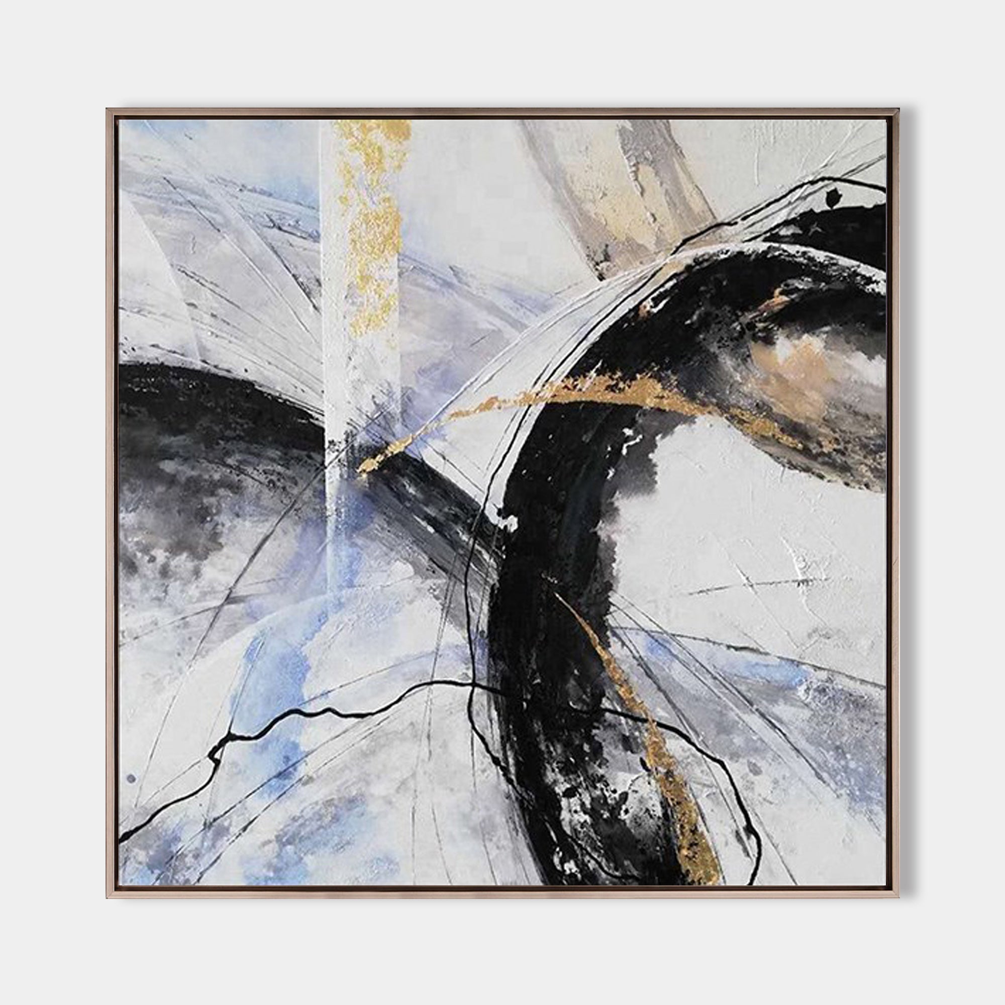 Black White Gold Abstract Art
