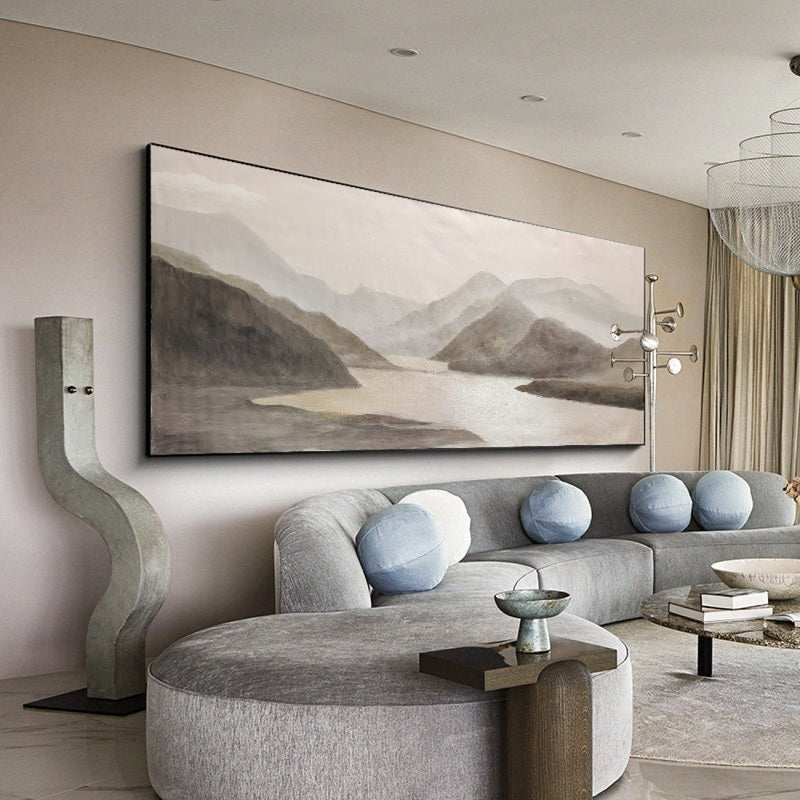 Wall Art Misty Lake Mountain Landscape Panoramic Living Room | Neutralighting