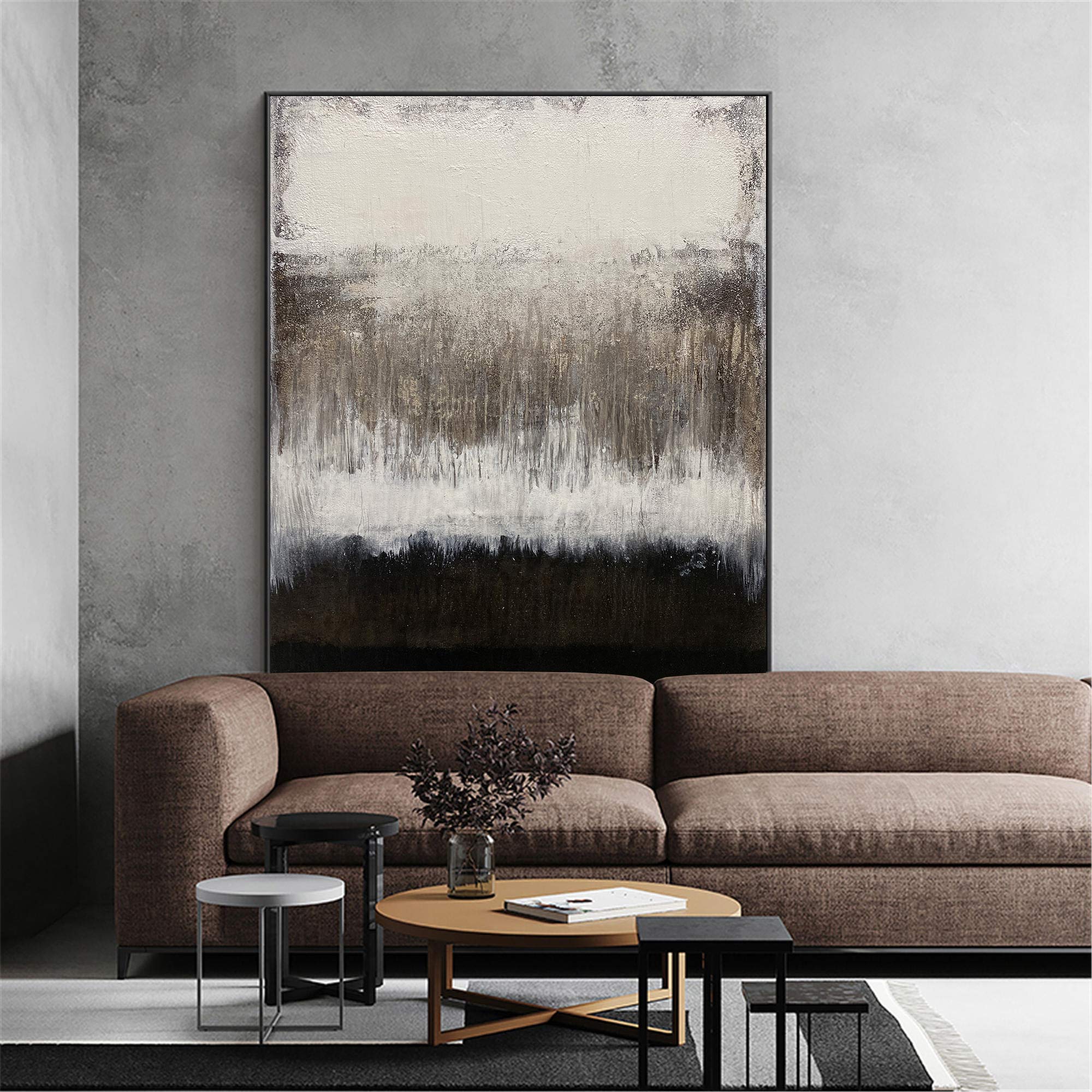 Black White Grey Abstract Painting ABAV119 - Neutralighting