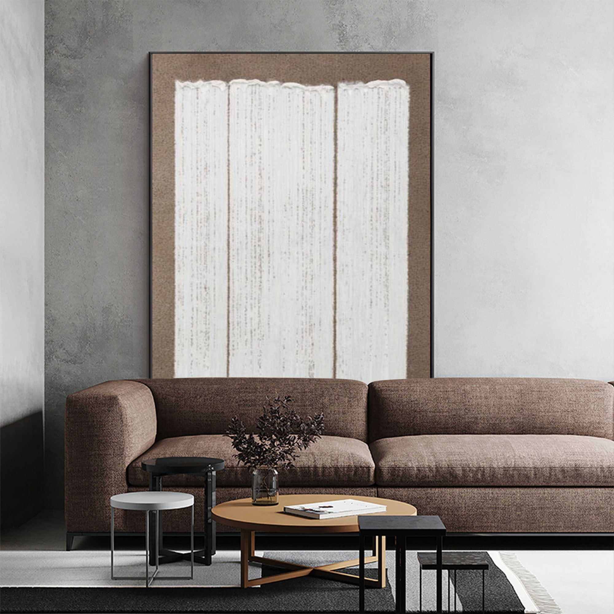 Tess Beige White Textured Canvas Print