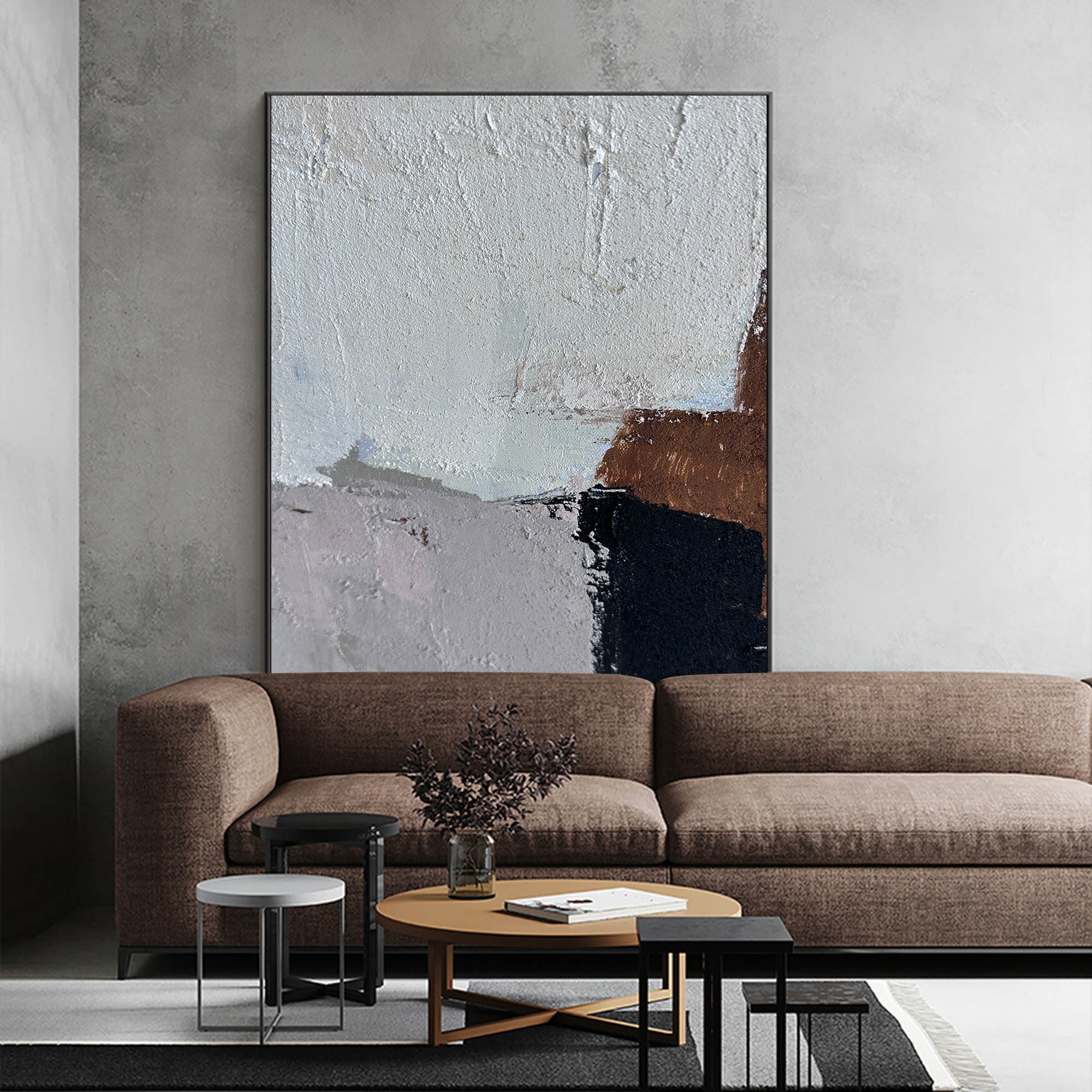 Wall Art Abstract Block Color Neutral Modern Textured Canvas for Bedroom | Neutralighting