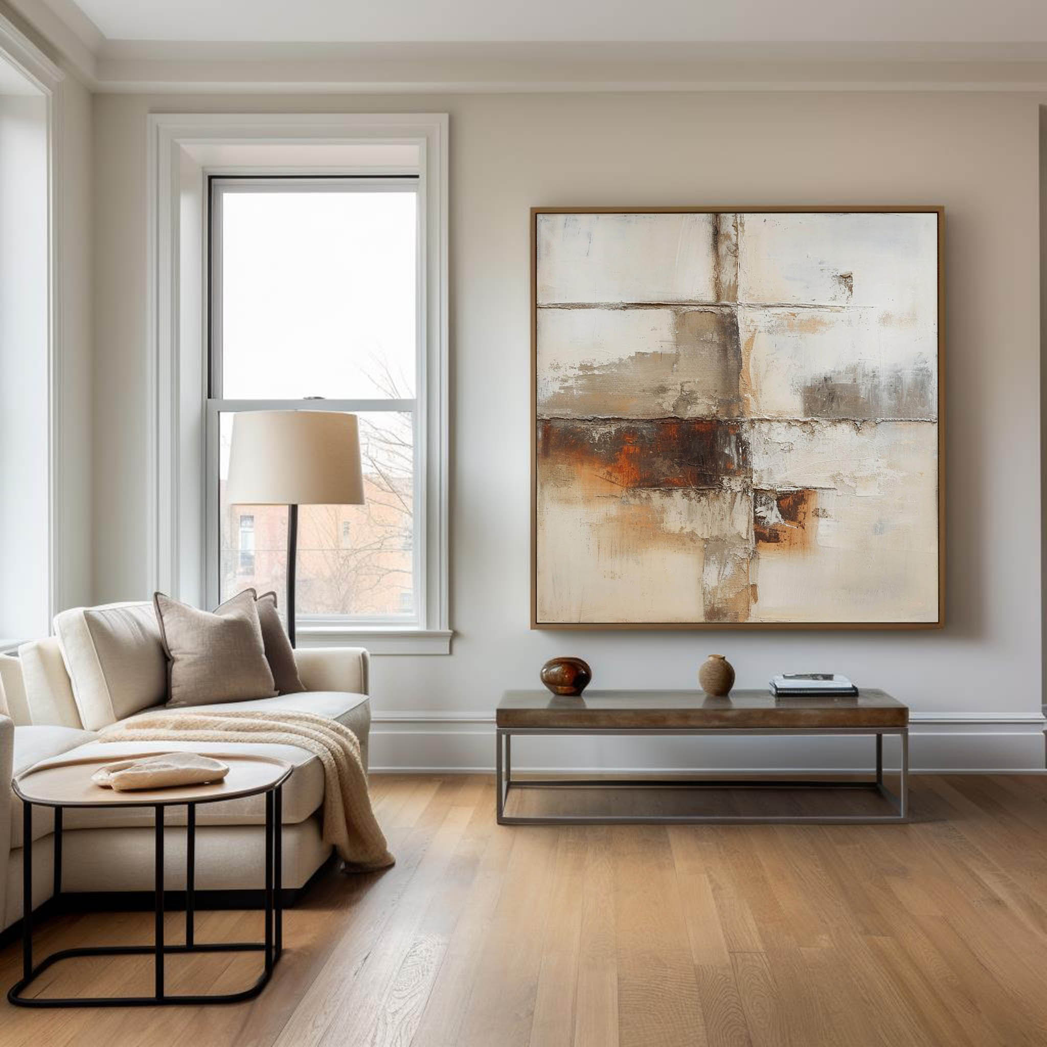 Neutral Beige Brown Abstract Painting