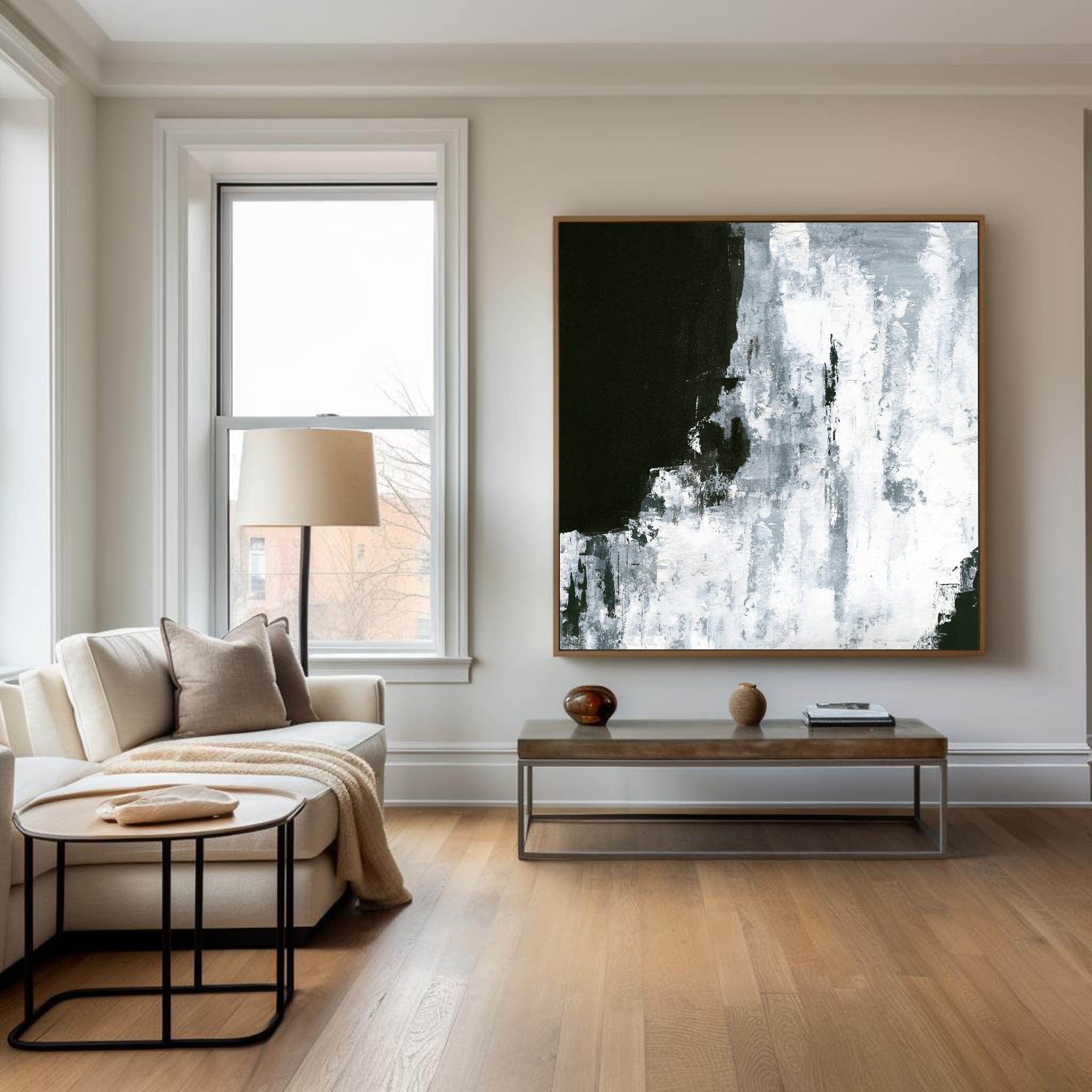 Rothko Style Black White Grey Abstract Wall Canvas