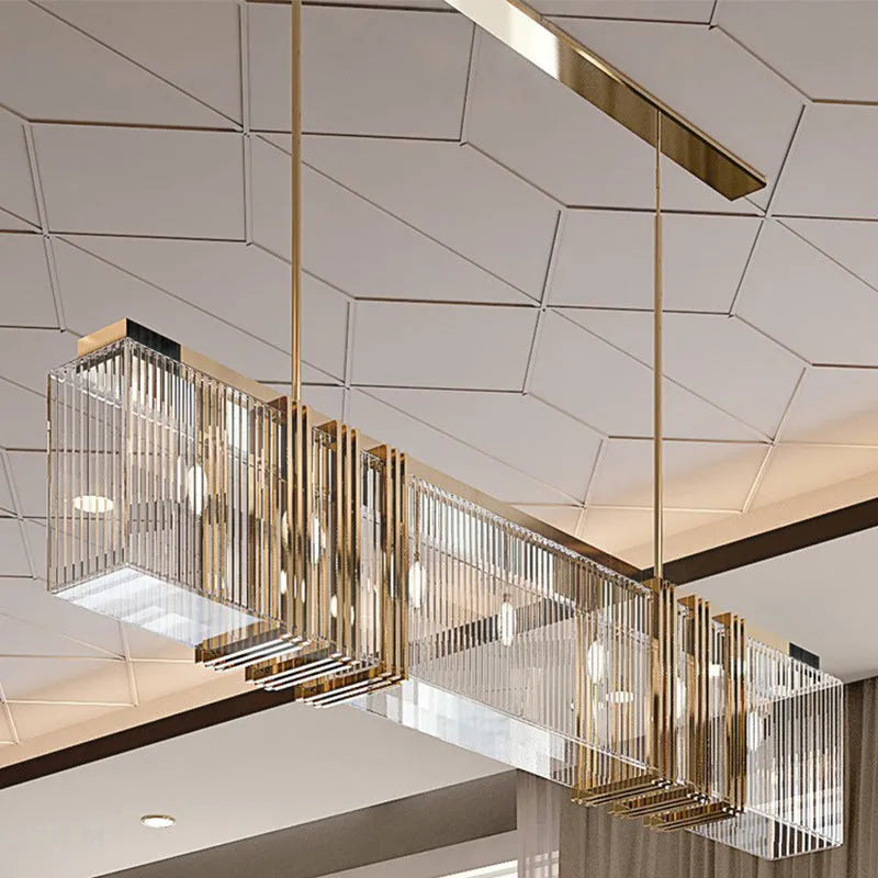 Kristy Metal Chandelier Pendant Light, Luxury Rectangular, Gold - Neutralighting