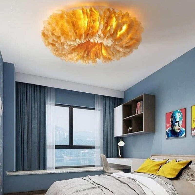 O'Moore Swan Feather Round Ceiling Light - Neutralighting