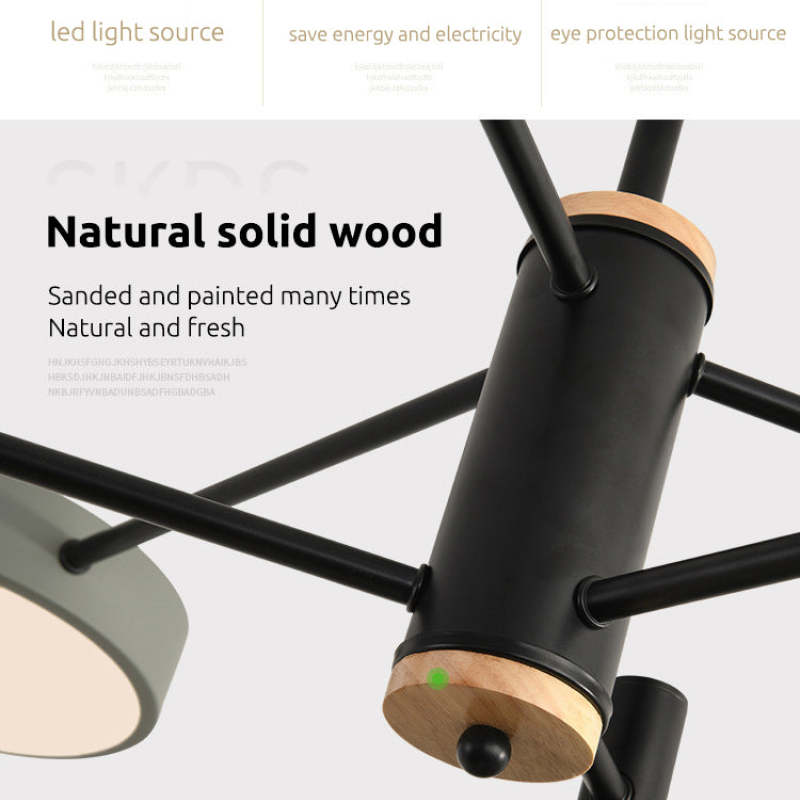 Arisha Pendant Light LED, Metal & Wood, Grey/White/Gold - Neutralighting