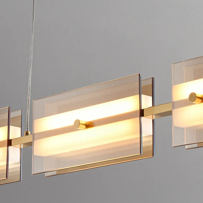 Arisha Modern Nordic Linear Copper/Glass Pendant Light, Brass/Black - Neutralighting