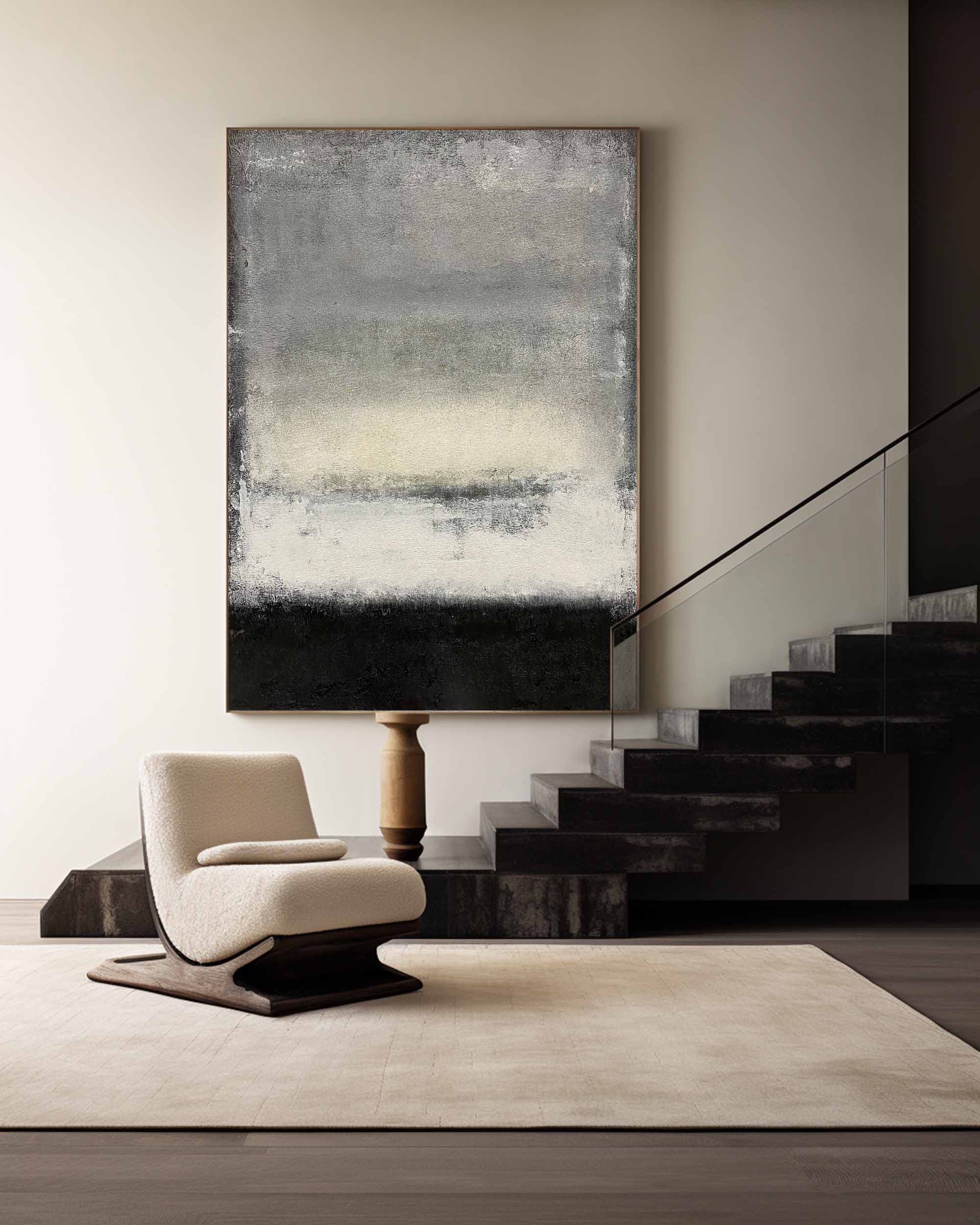 Black White Grey Abstract Painting ABAV105 - Neutralighting