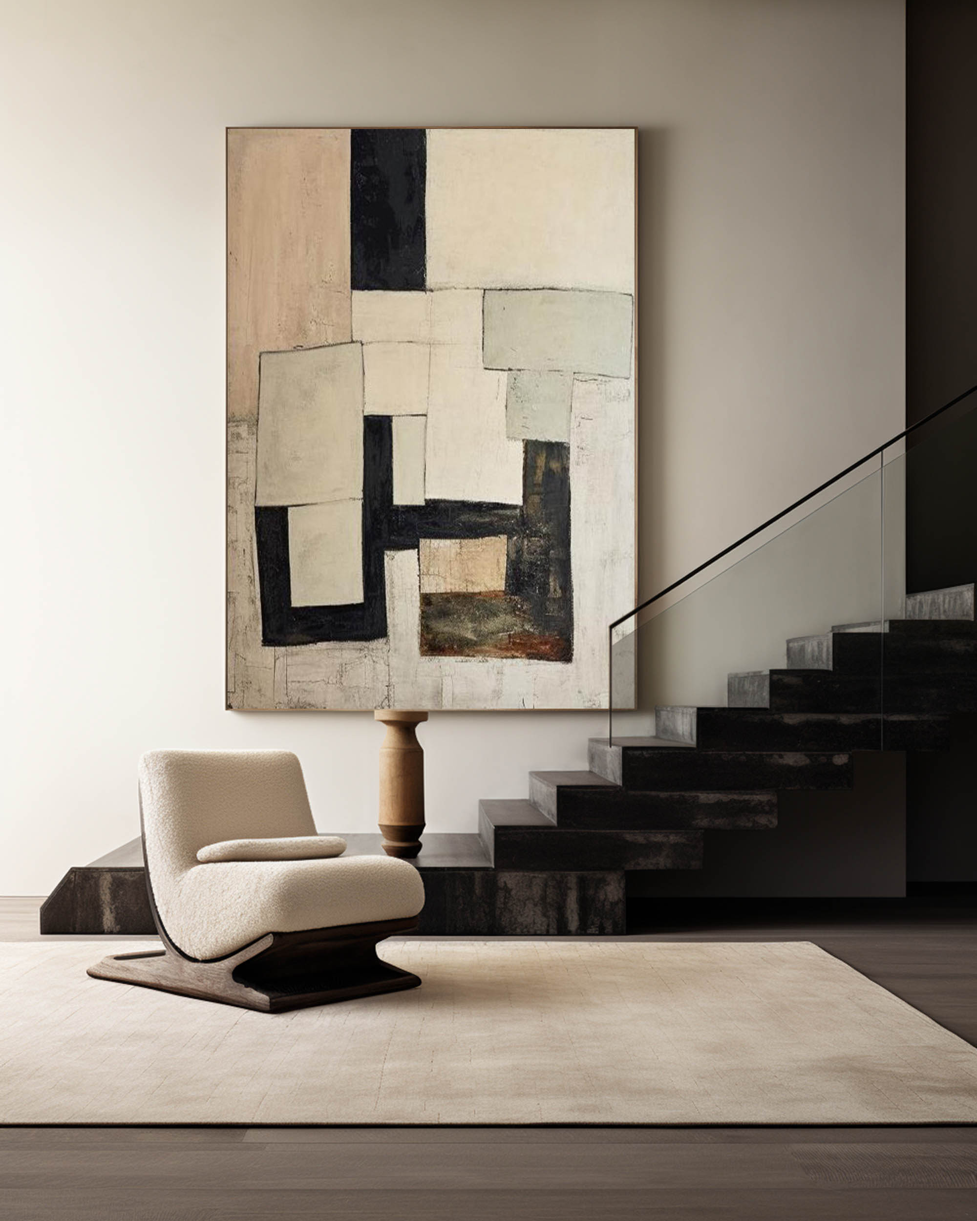 Earthy Tone Washed Abstract Canvas Art