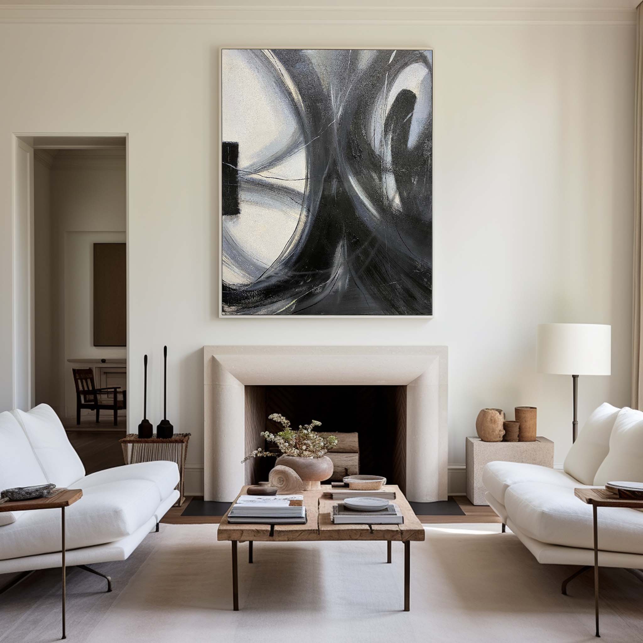 Black Abstract Painting ABAV270 - Neutralighting