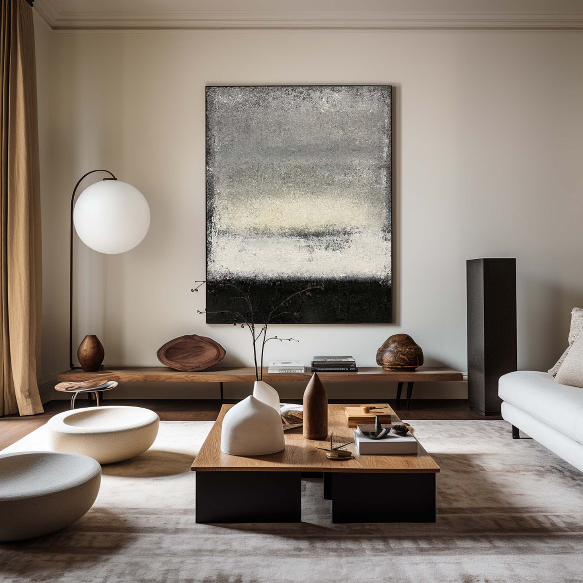Black White Grey Abstract Painting ABAV105 - Neutralighting