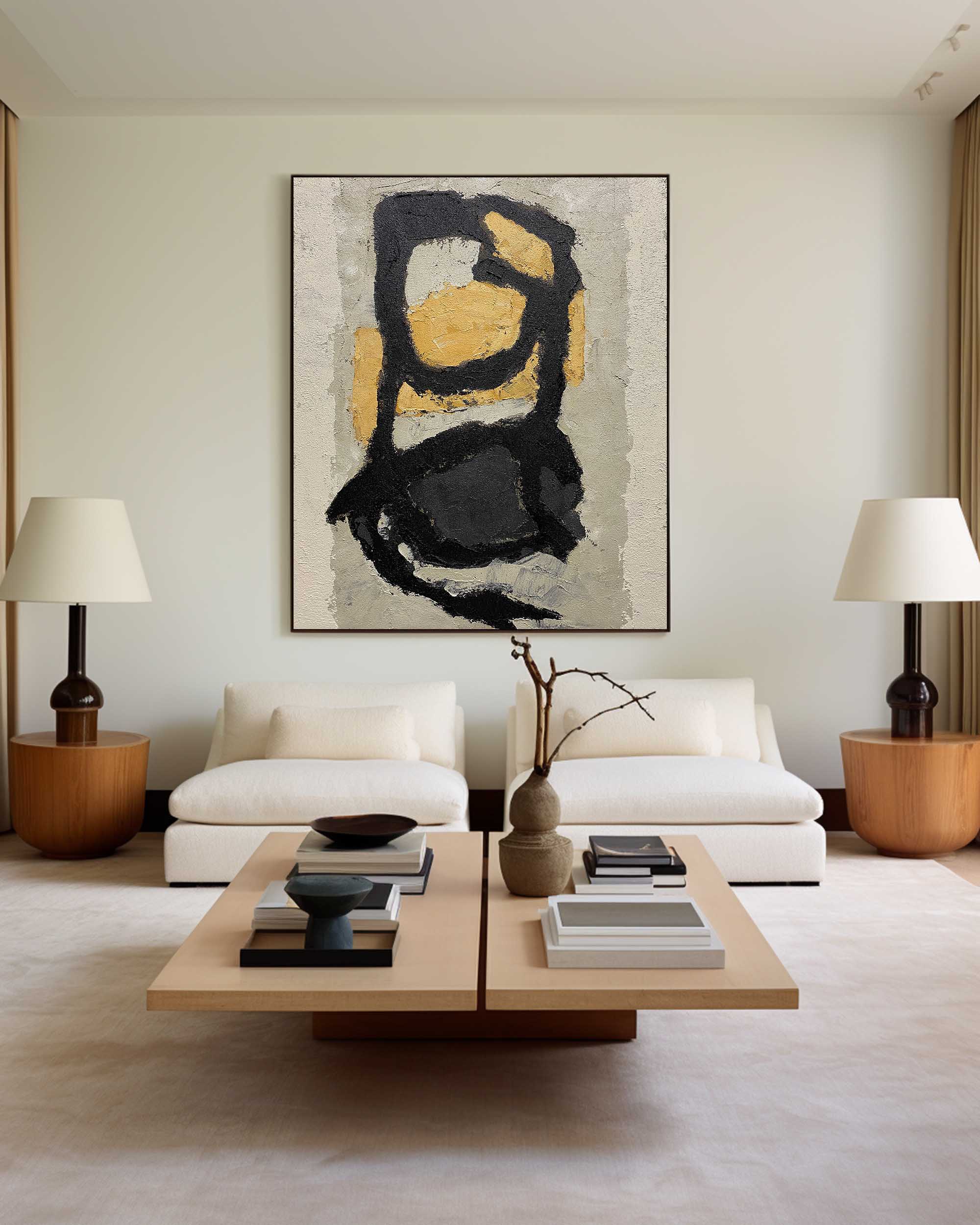 Black Gold Abstract Painting ABAV116 - Neutralighting