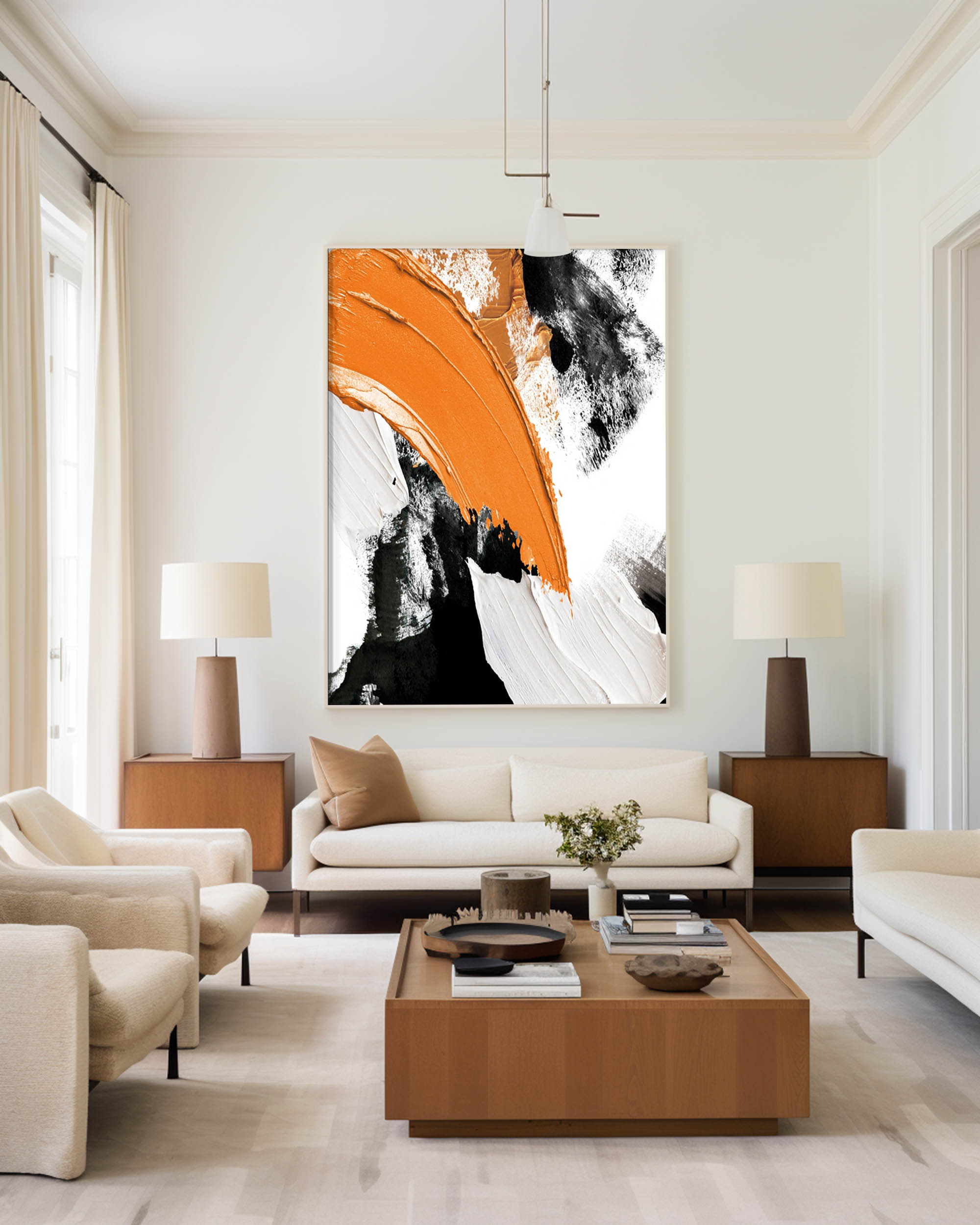 Yellow And Black Abstract Painting ABAV127 - Neutralighting