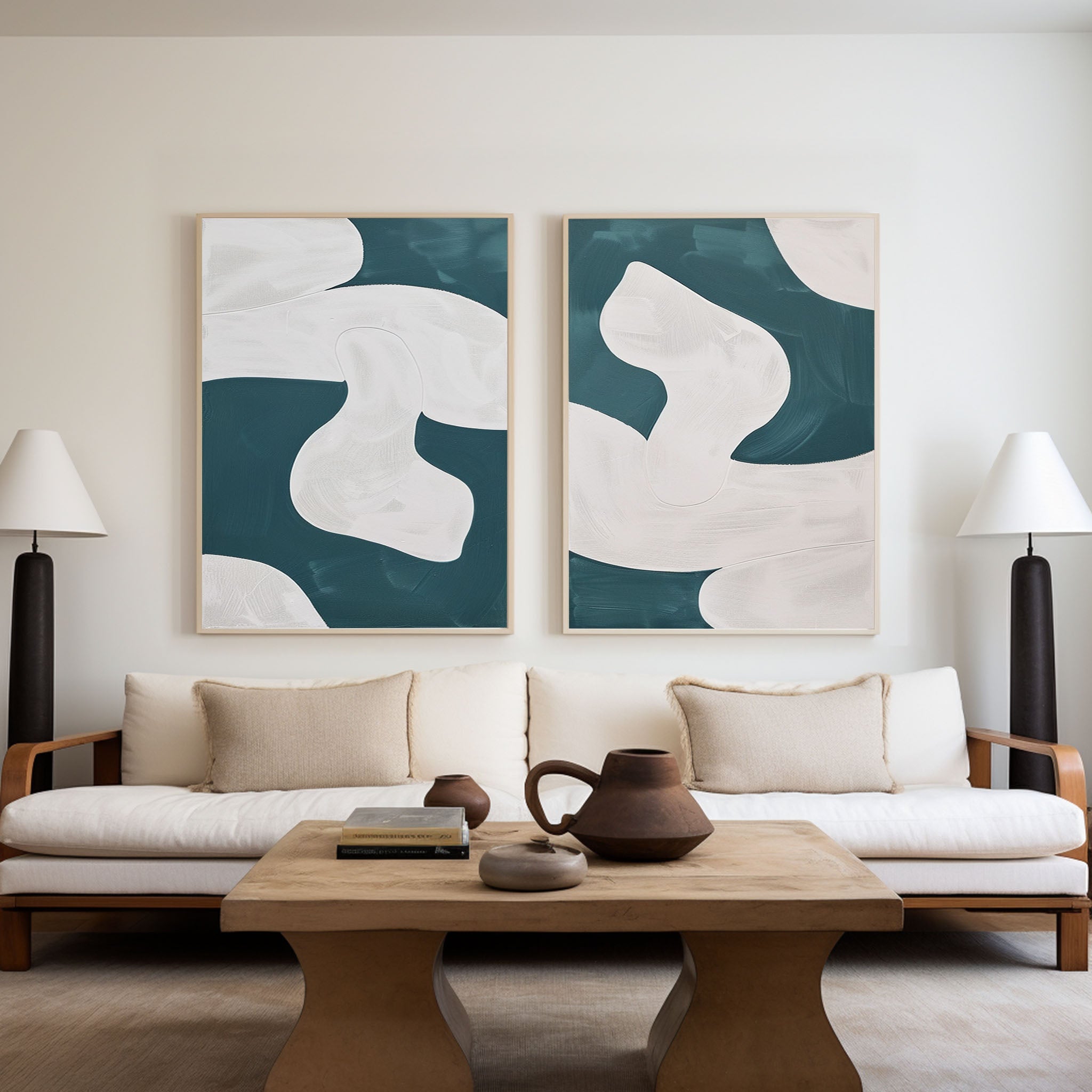 Organic Ivory Shapes Twin Panel