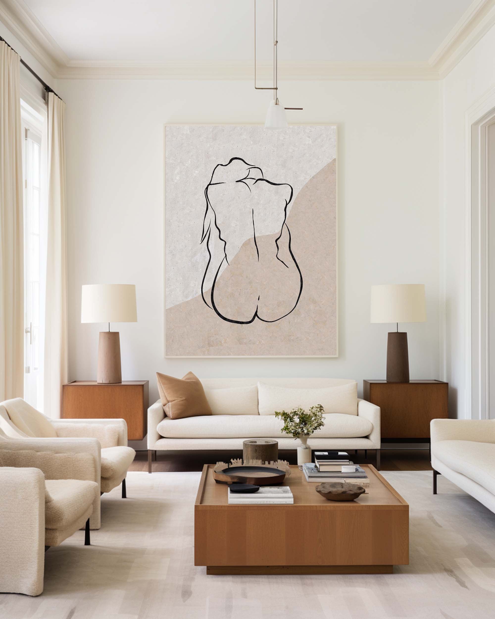 Beige Minimalist Abstract Painting ABAV202 - Neutralighting