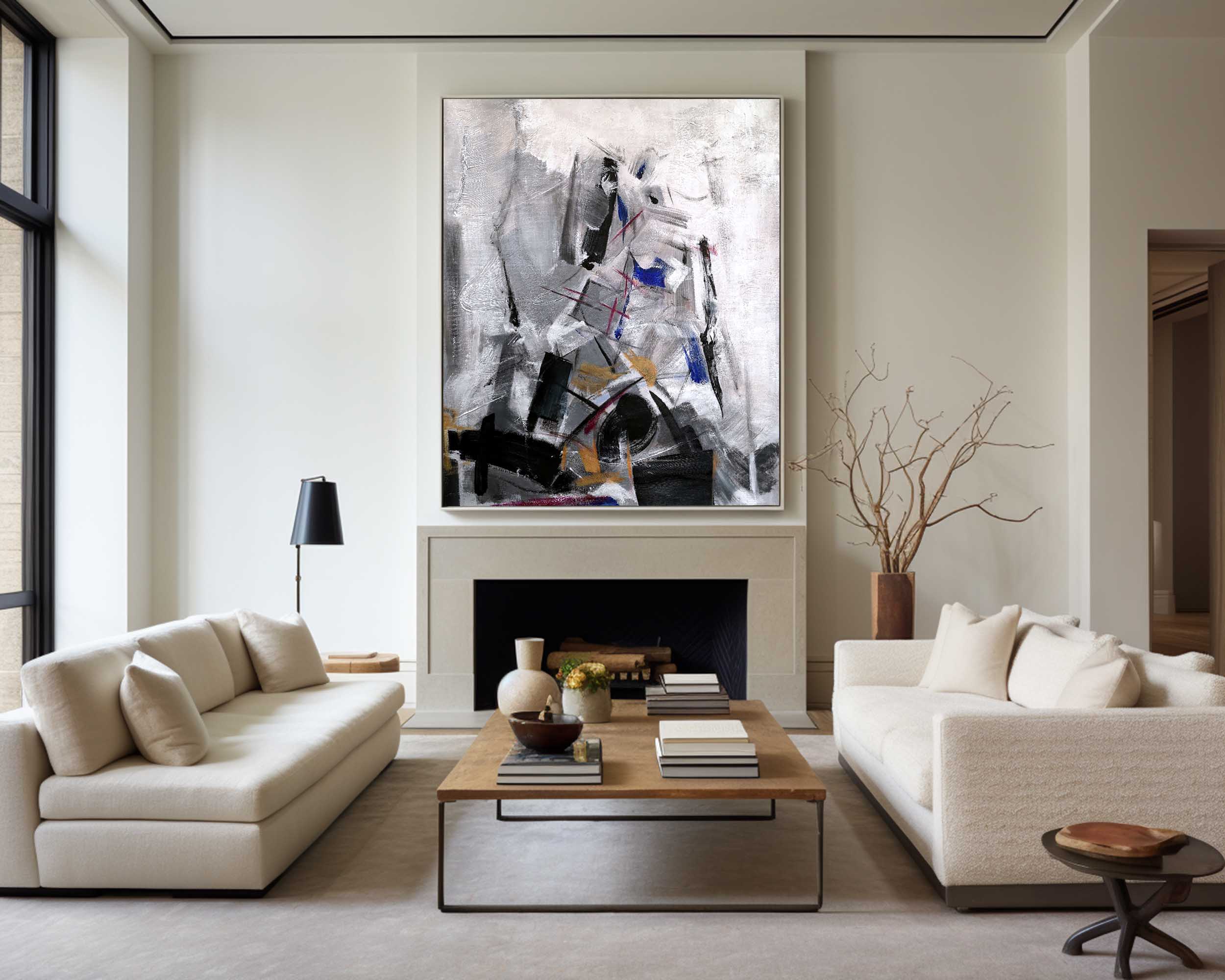 Black White Abstract Painting ABAV03 - Neutralighting