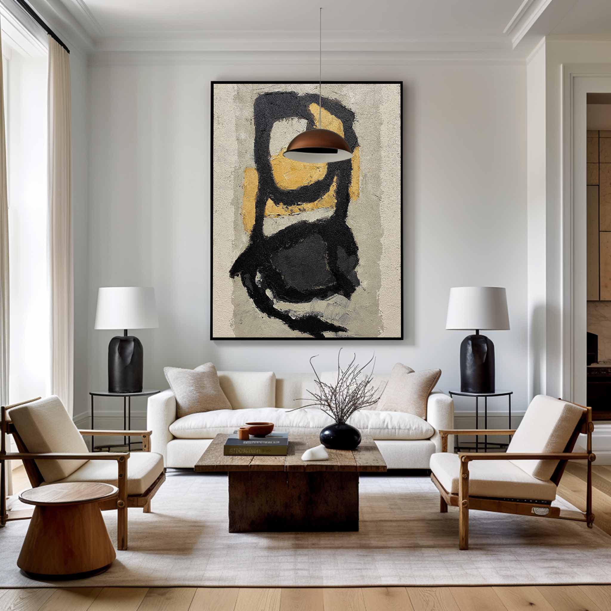 Black Gold Abstract Painting ABAV116 - Neutralighting