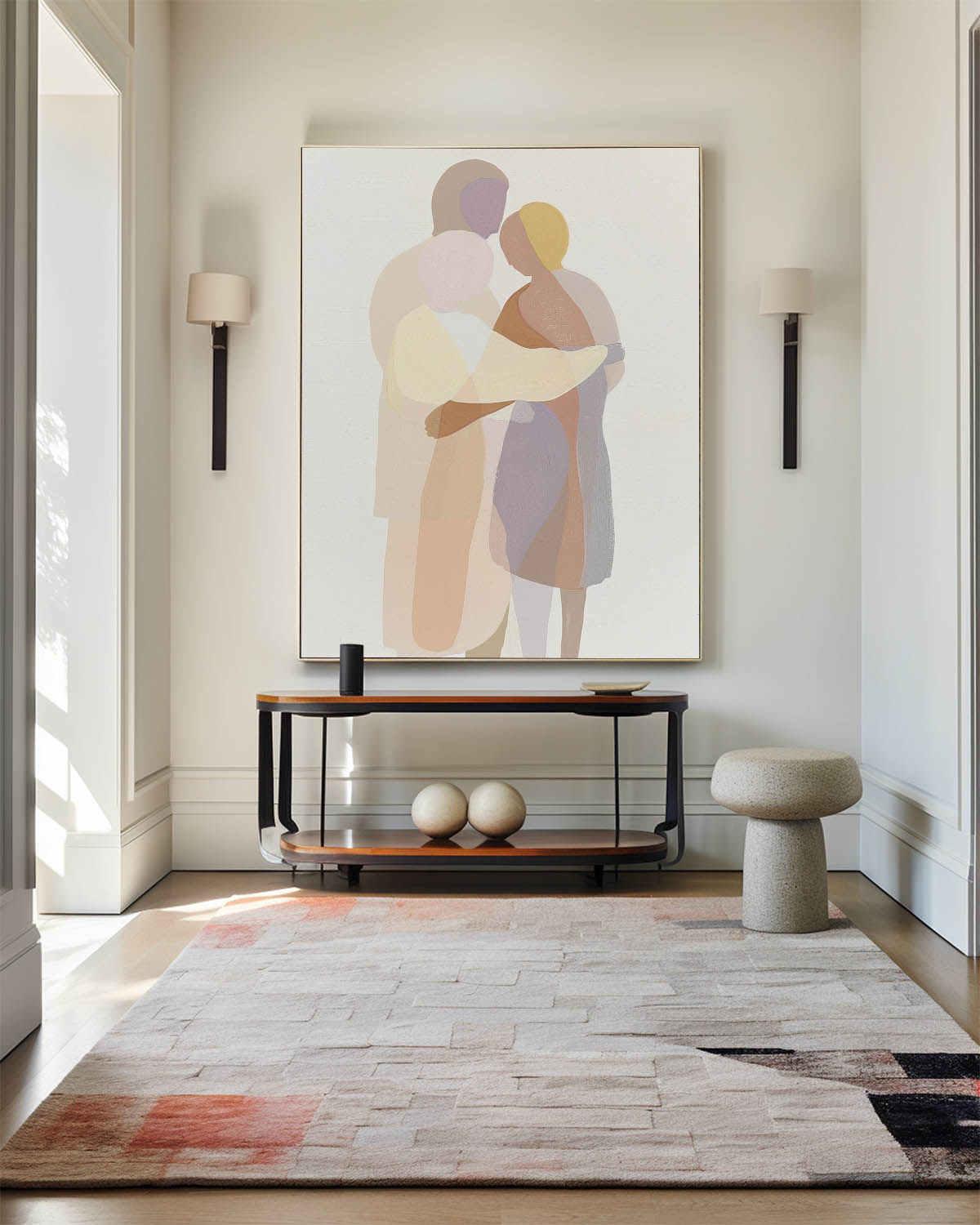 Wall Art Embraced Figures in Soft Tones