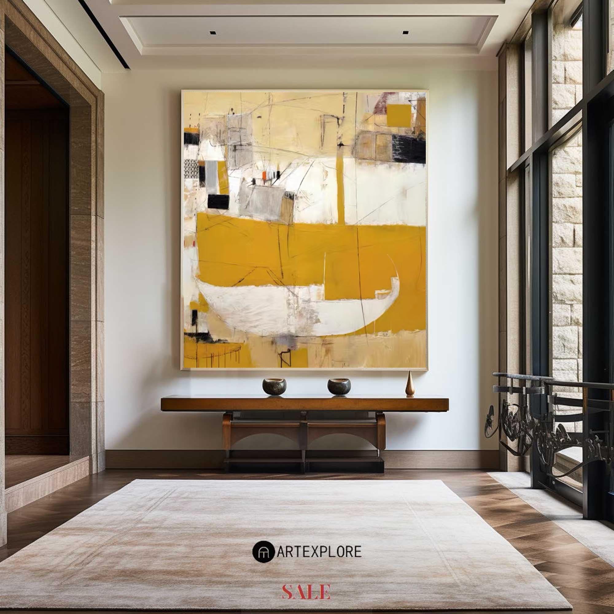 Yellow Abstract Boat Canvas Wall Art