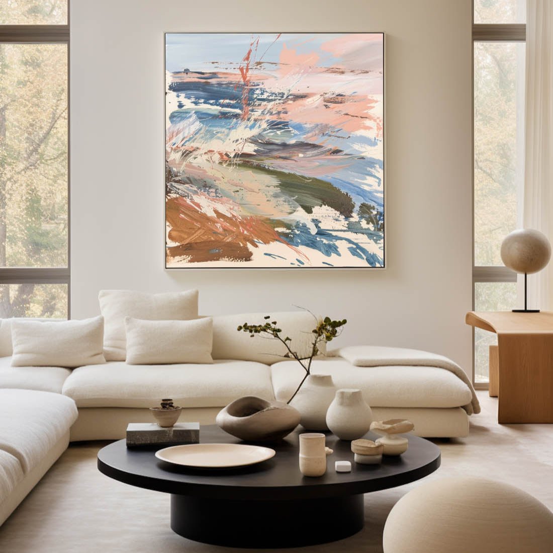 Pastel Clifftop Seascape Oil Painting