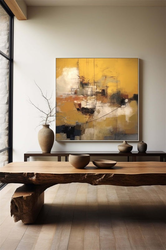 Gold Geometric Abstract Oil Painting