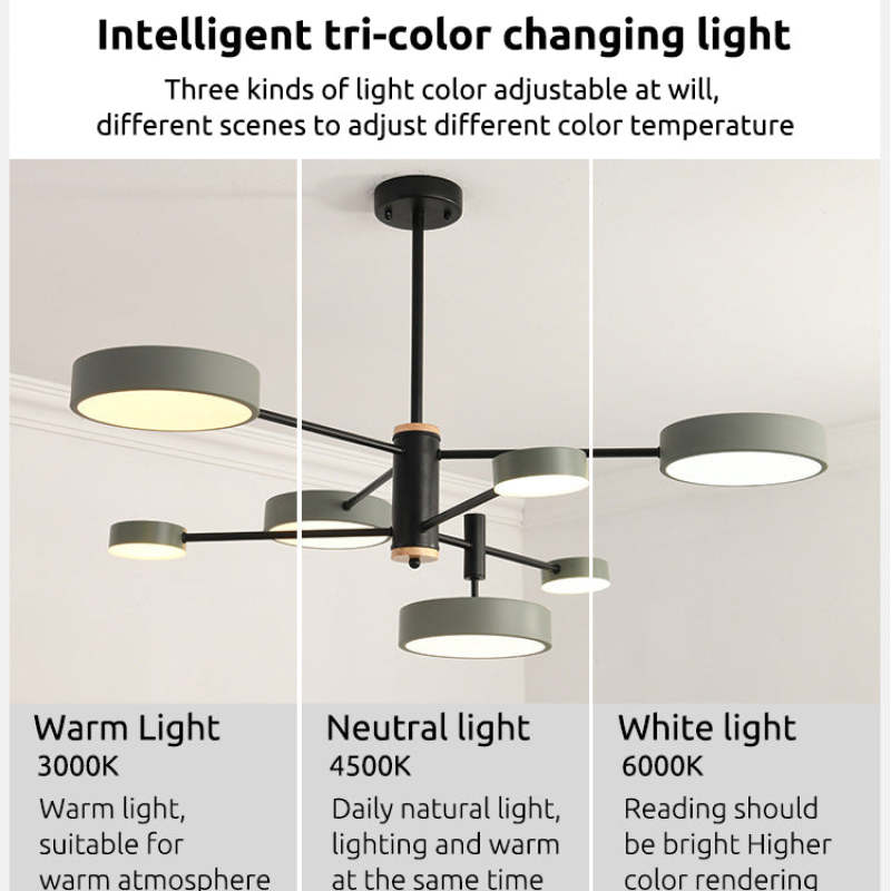 Arisha Pendant Light LED, Metal & Wood, Grey/White/Gold - Neutralighting