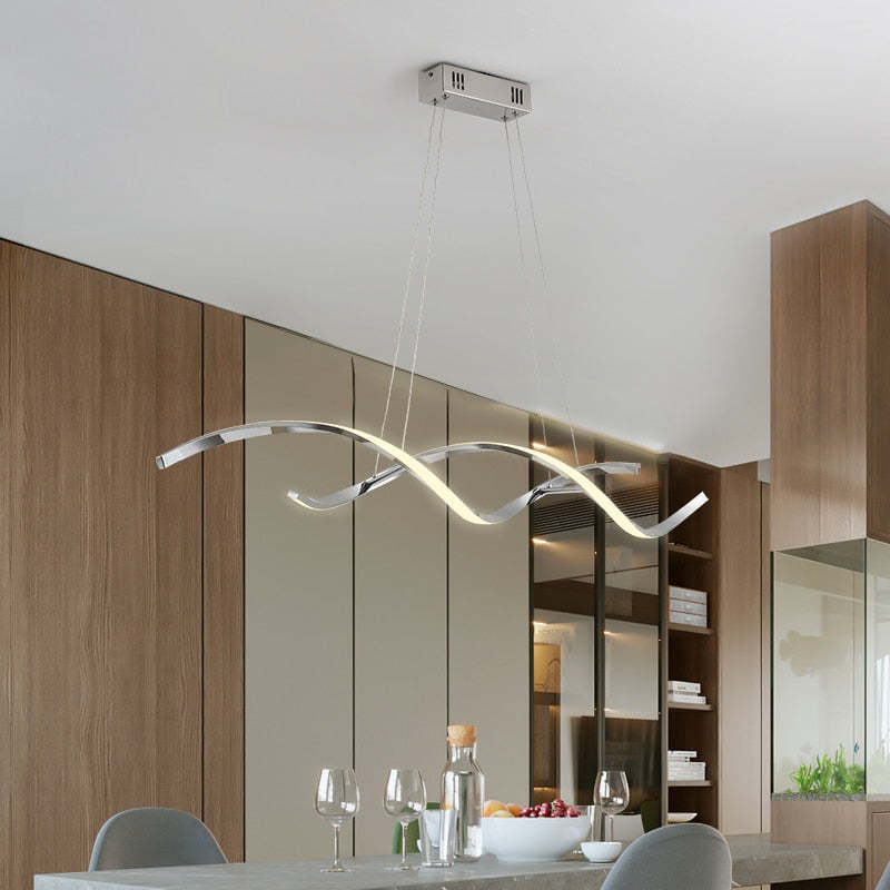 Arisha Modern Wavy Metal/Acrylic Pendant Light, Chrome/Gold - Neutralighting