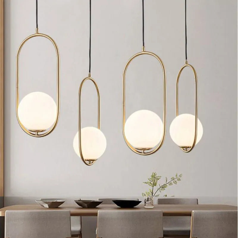 Valentina Minimalist Oval Golden & Black Frame Globe Pendant Light - Neutralighting