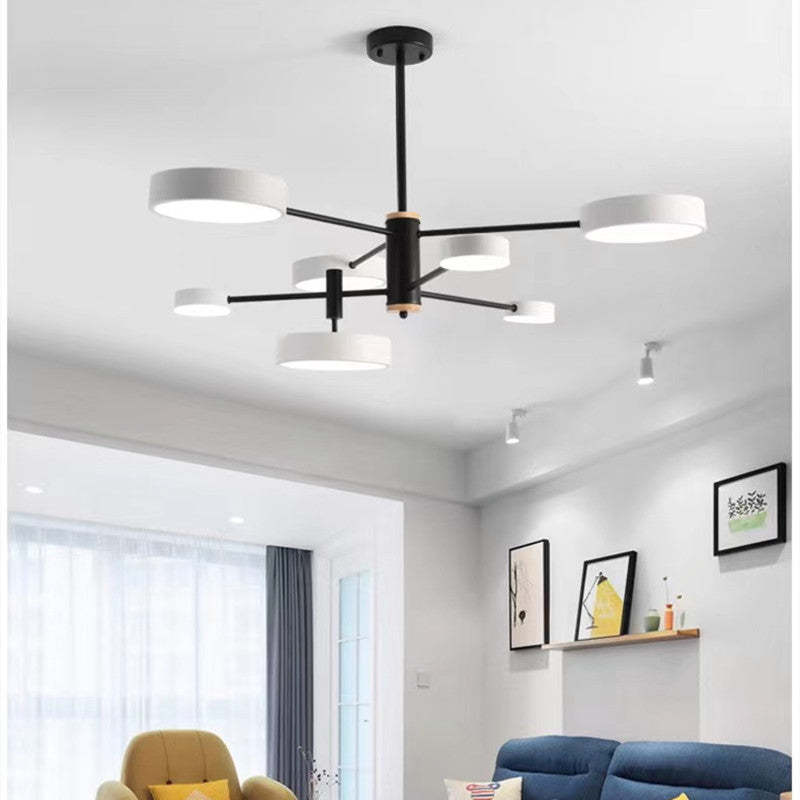 Arisha Pendant Light LED, Metal & Wood, Grey/White/Gold - Neutralighting