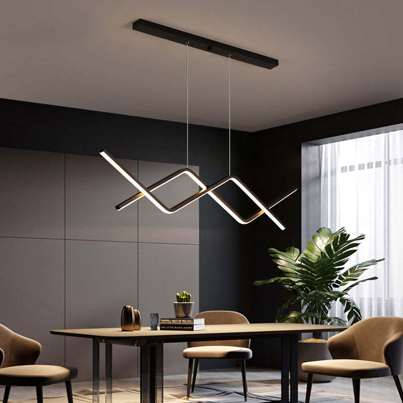 Arisha Pendant Light Linear/Double Curve Modern, Metal, Black/Gold - Neutralighting