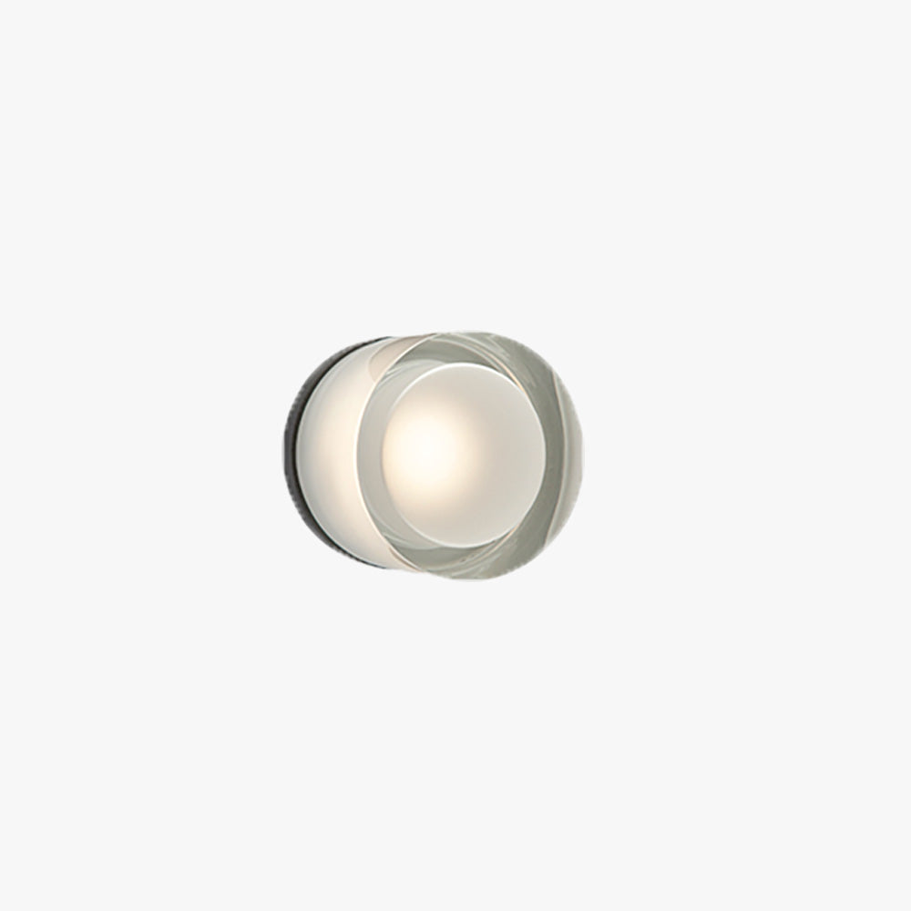 Ray Modern Mini Drum Metal/Acrylic Outdoor Wall Lamp, Transparent